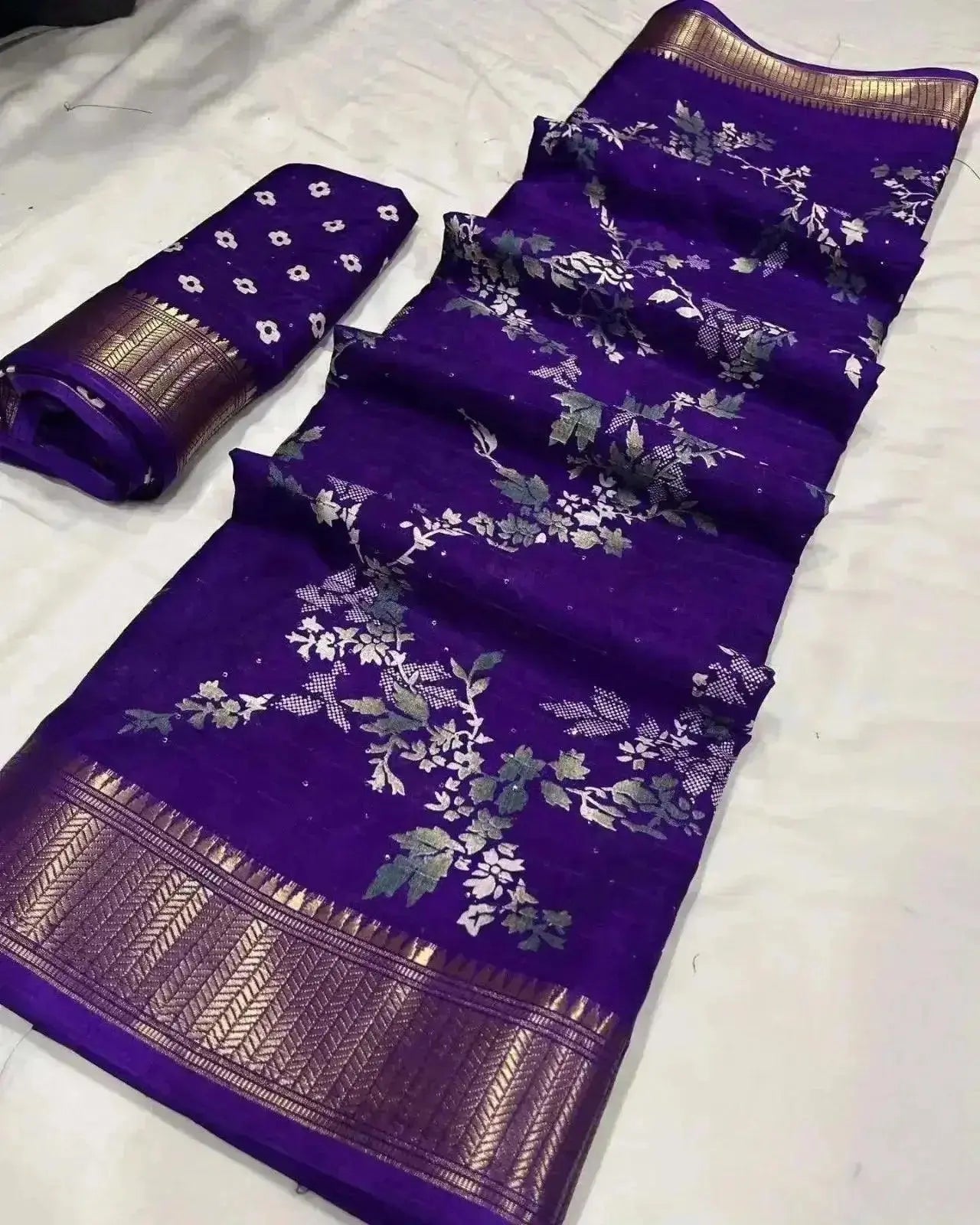 trendy latest daily wear sarees with price – purple block print saree for women - rpd fashion