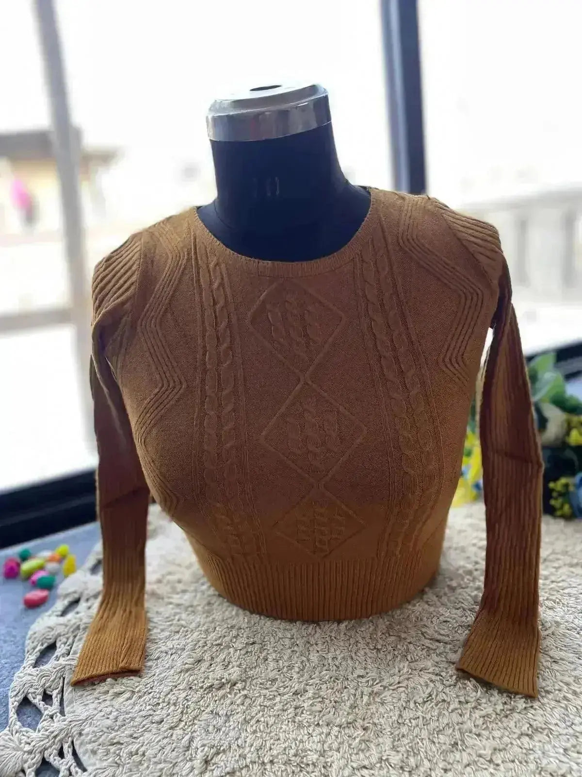 trendy winter blouse for women – warm & stylish knit design - rpd fashion