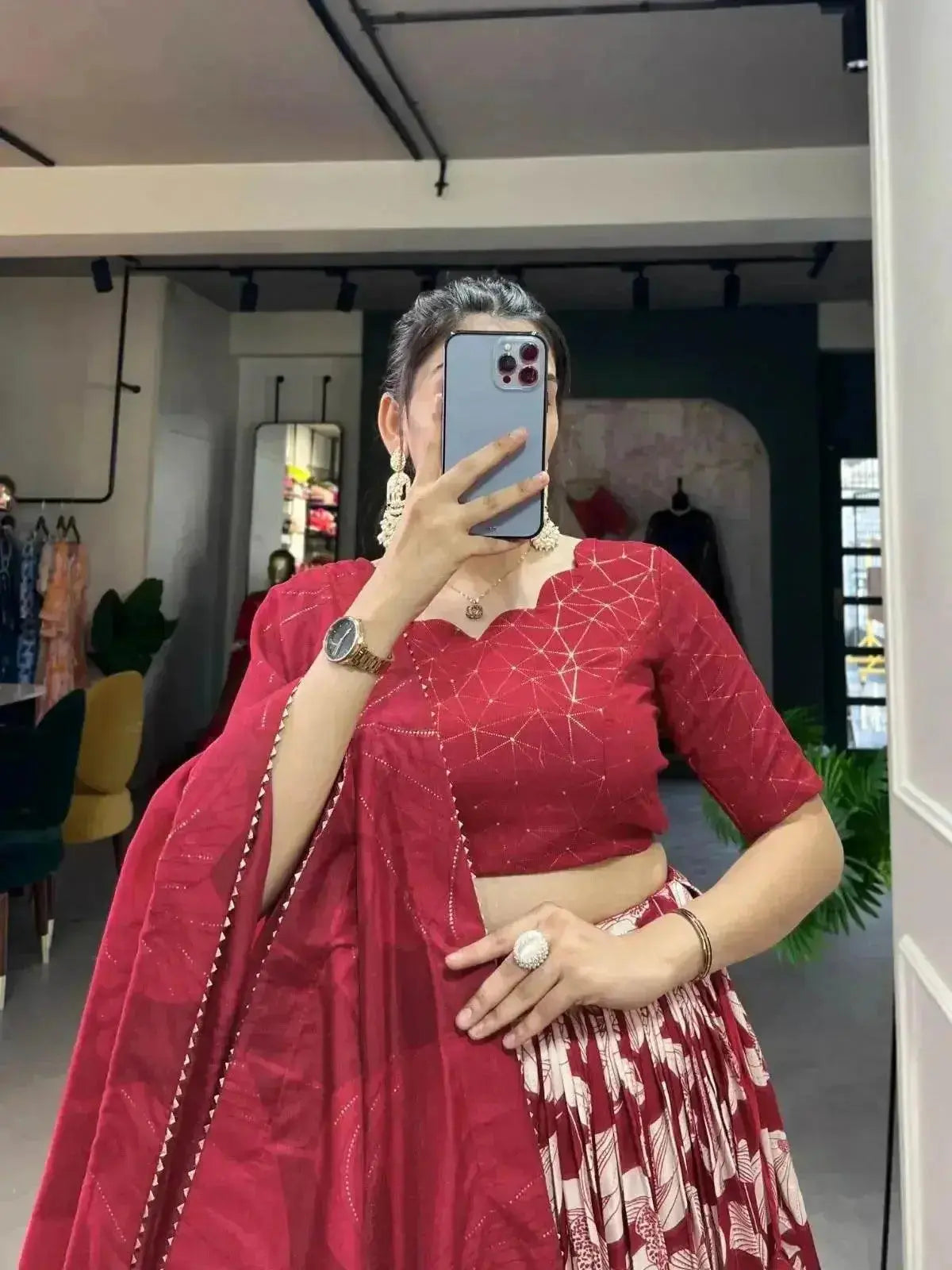 tussar silk floral printed lehenga for women - rpd fashion