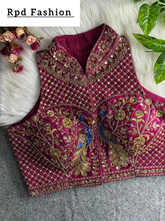 Wedding Hand Work Halter Collar Neck Blouse - RPD Fashion