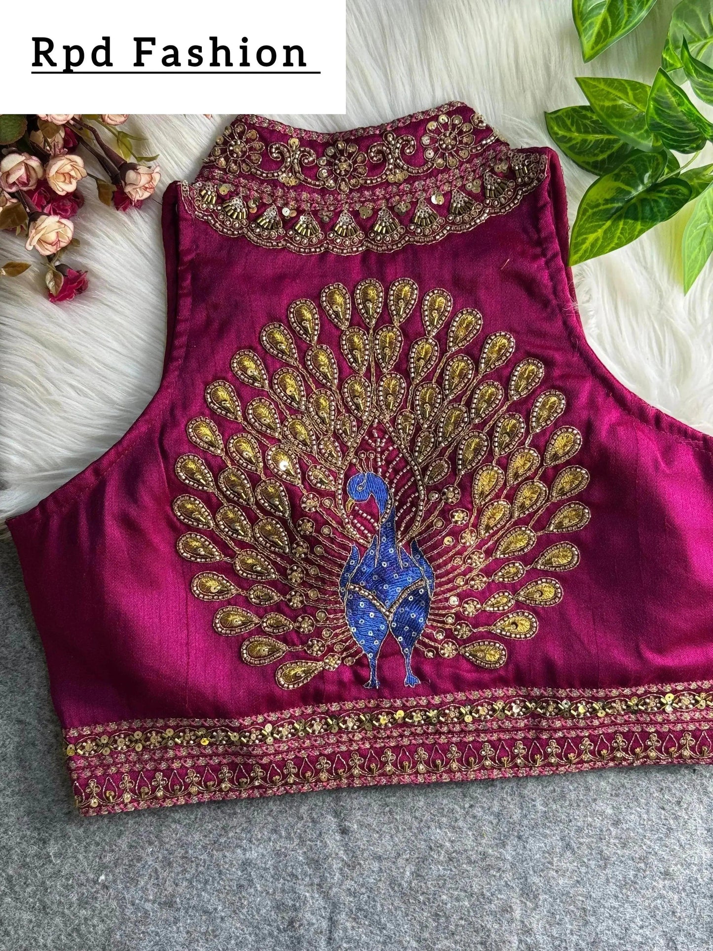 wedding hand work halter collar neck blouse - rpd fashion