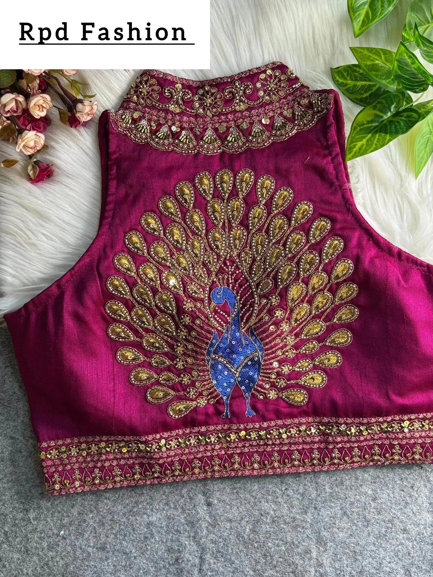 wedding hand work halter collar neck blouse - rpd fashion