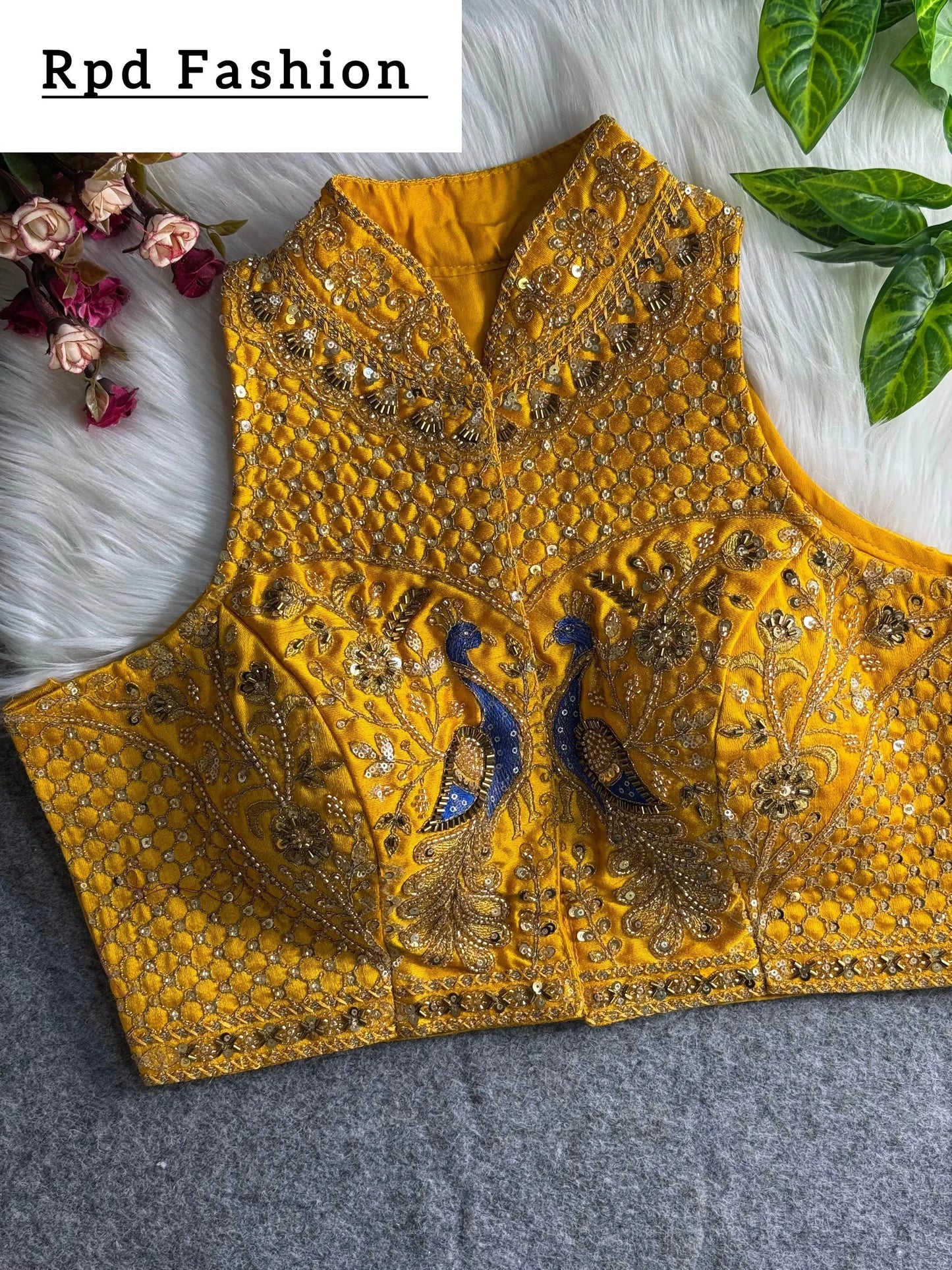 wedding hand work halter collar neck blouse - rpd fashion