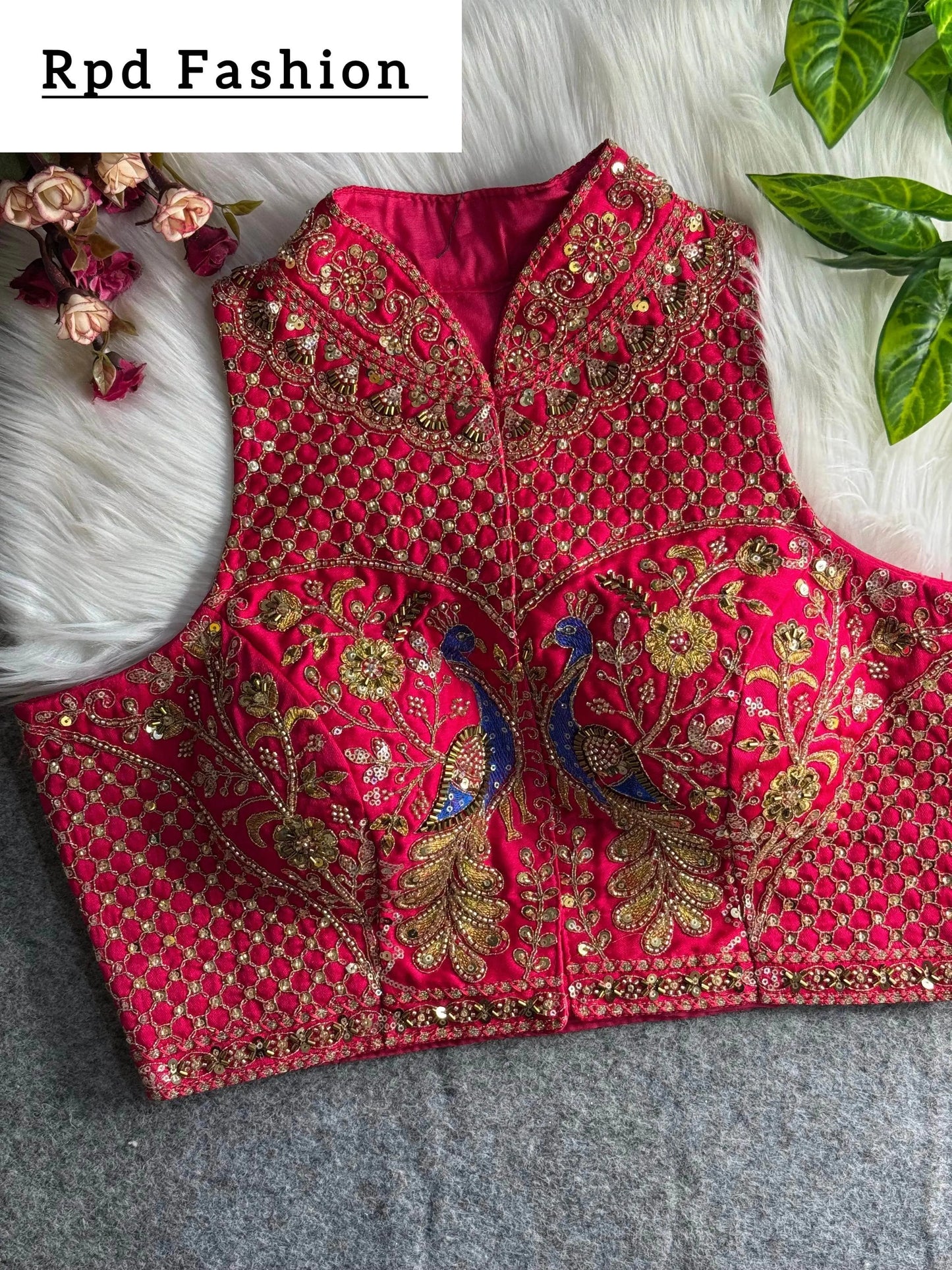 wedding hand work halter collar neck blouse - rpd fashion