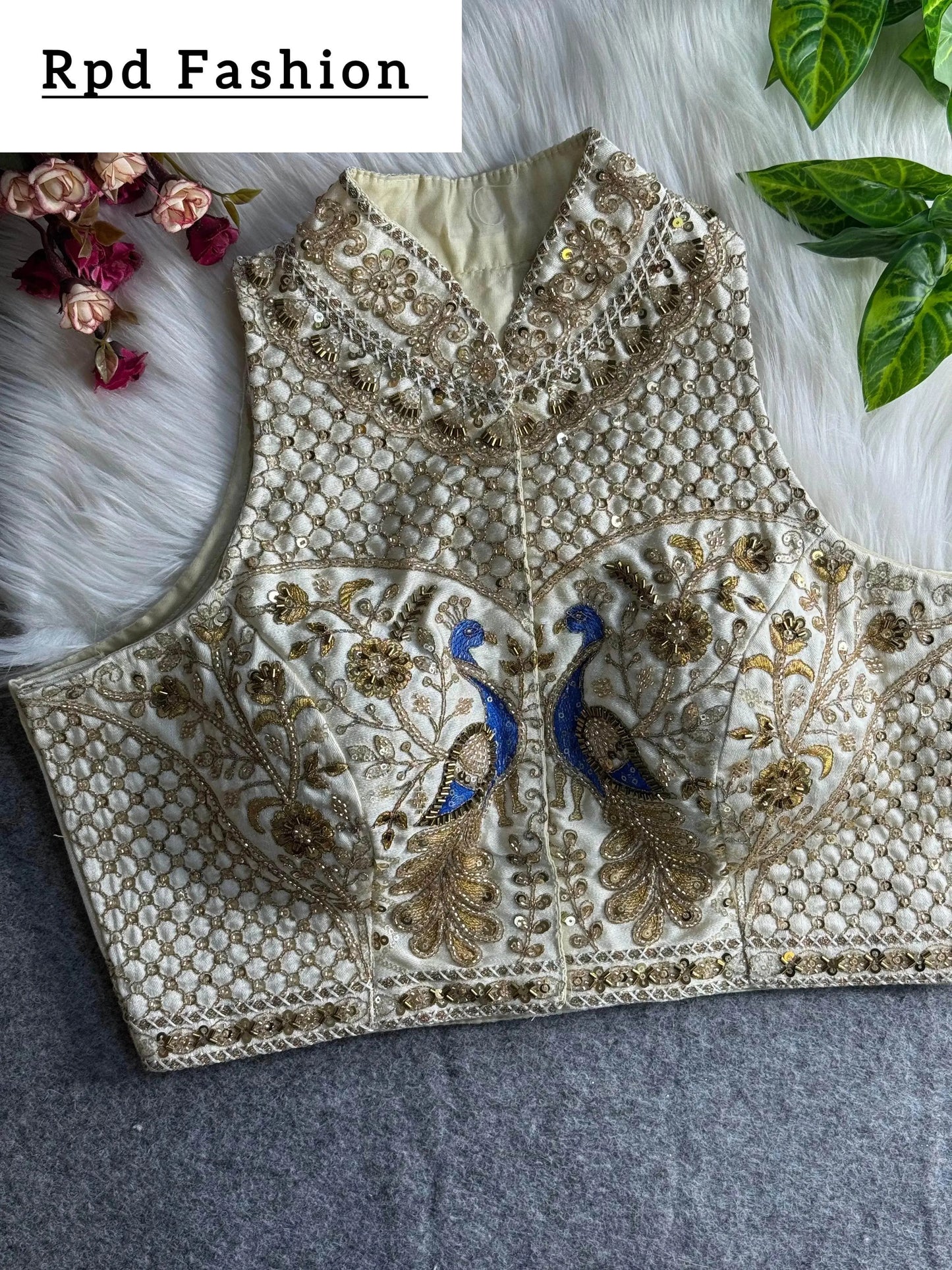 wedding hand work halter collar neck blouse - rpd fashion