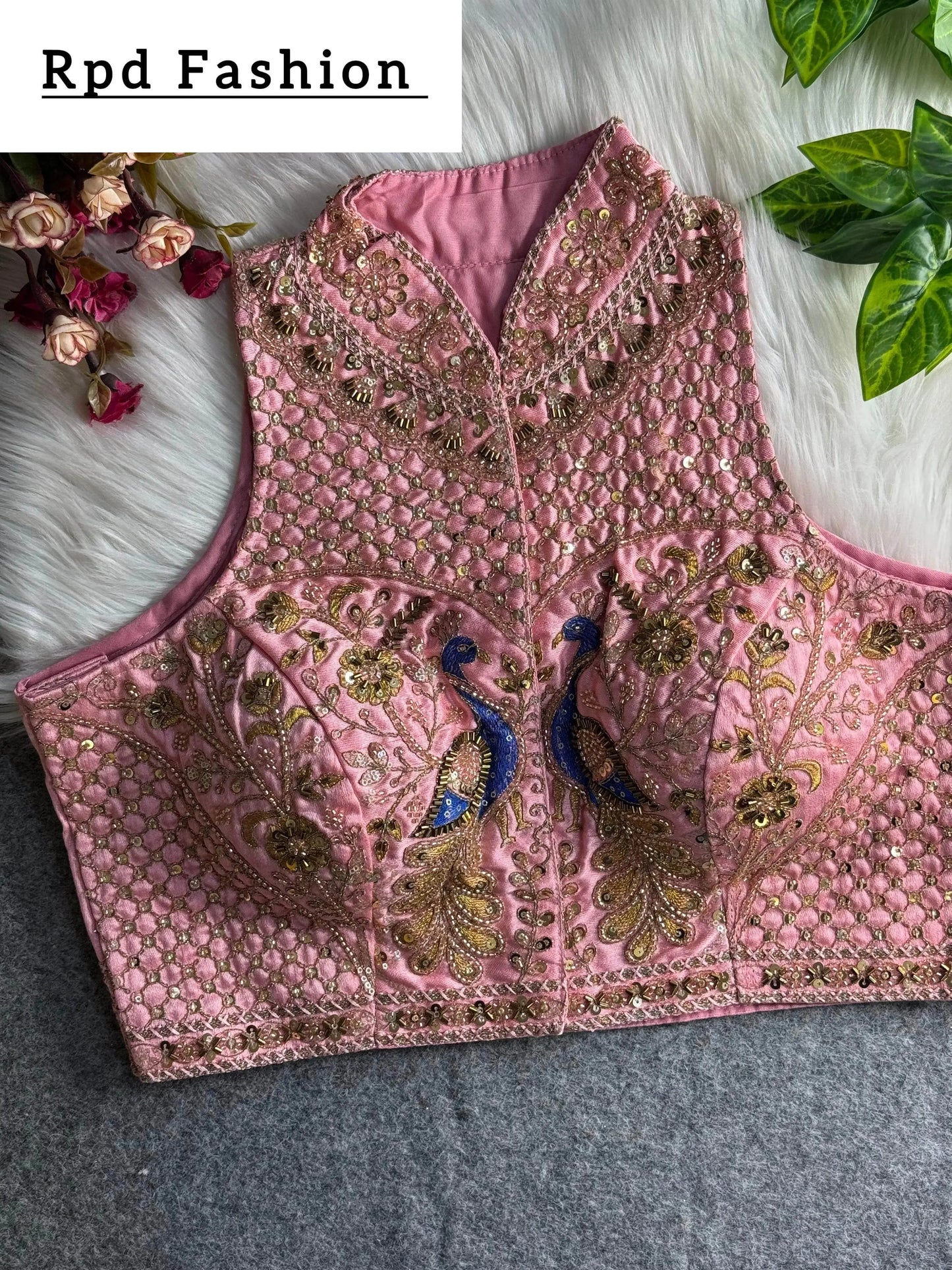 wedding hand work halter collar neck blouse - rpd fashion