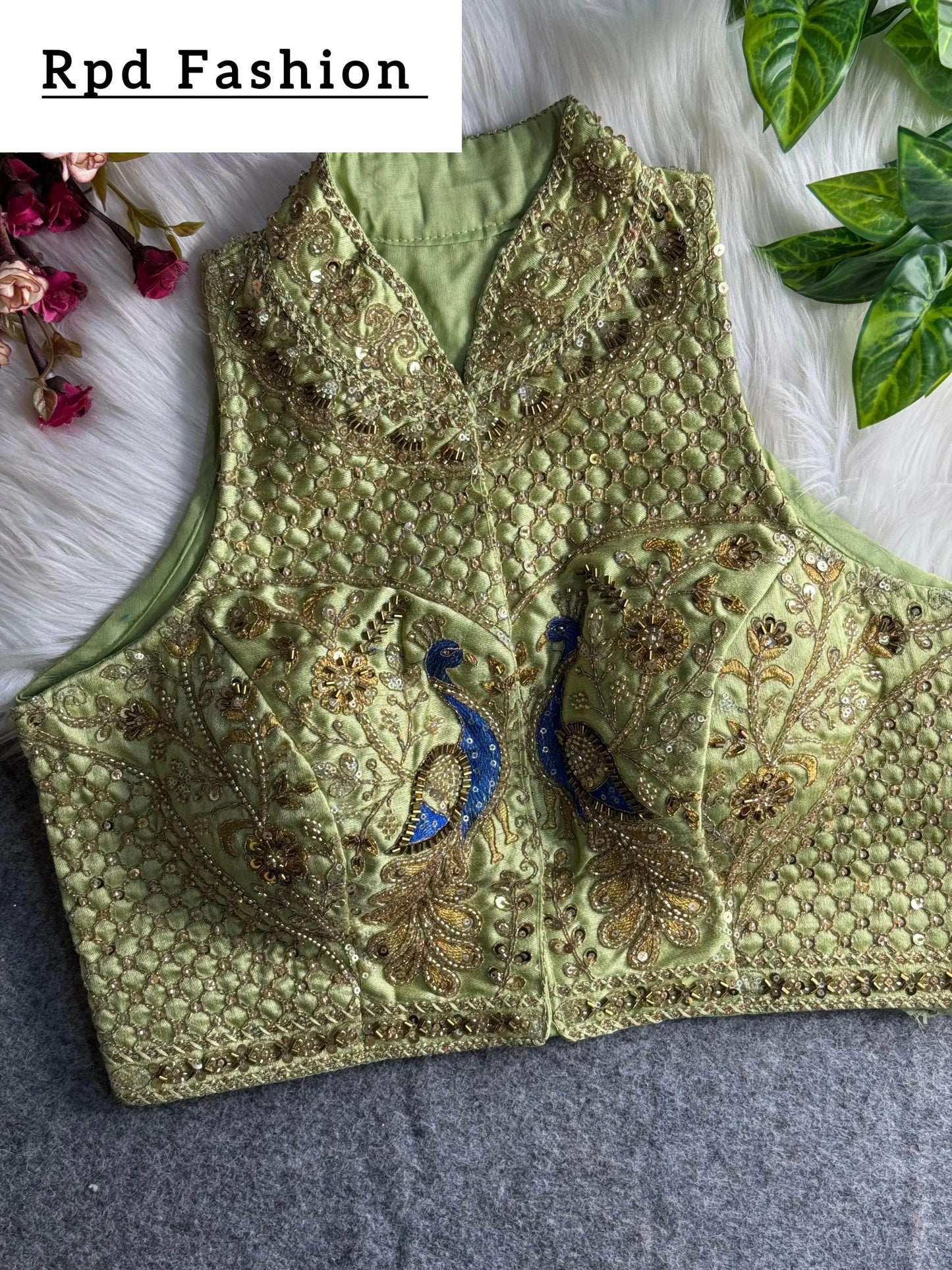 wedding hand work halter collar neck blouse - rpd fashion