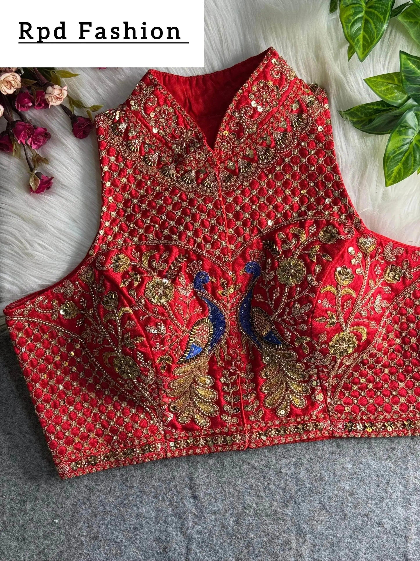 wedding hand work halter collar neck blouse - rpd fashion