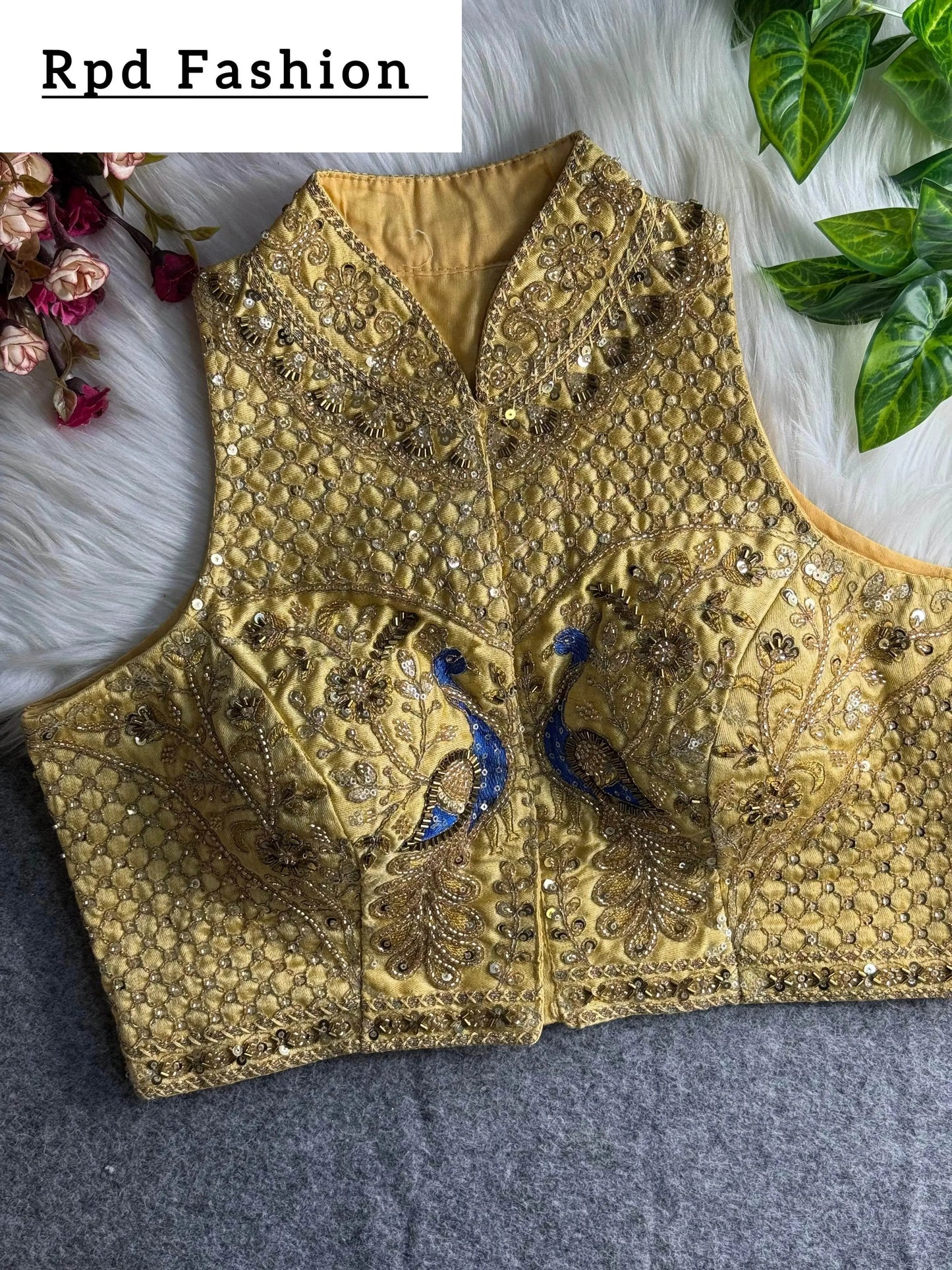 wedding hand work halter collar neck blouse - rpd fashion