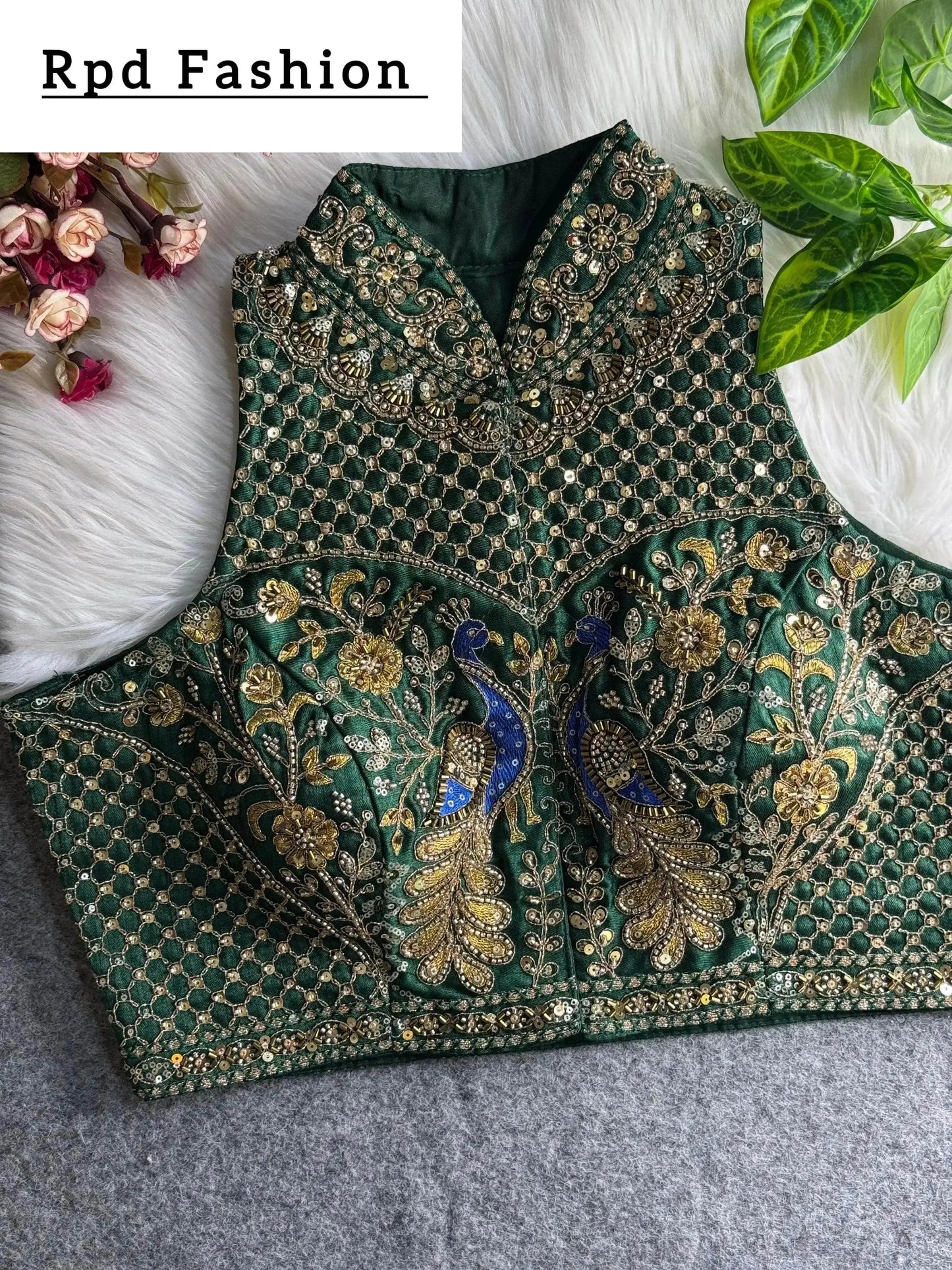 wedding hand work halter collar neck blouse - rpd fashion