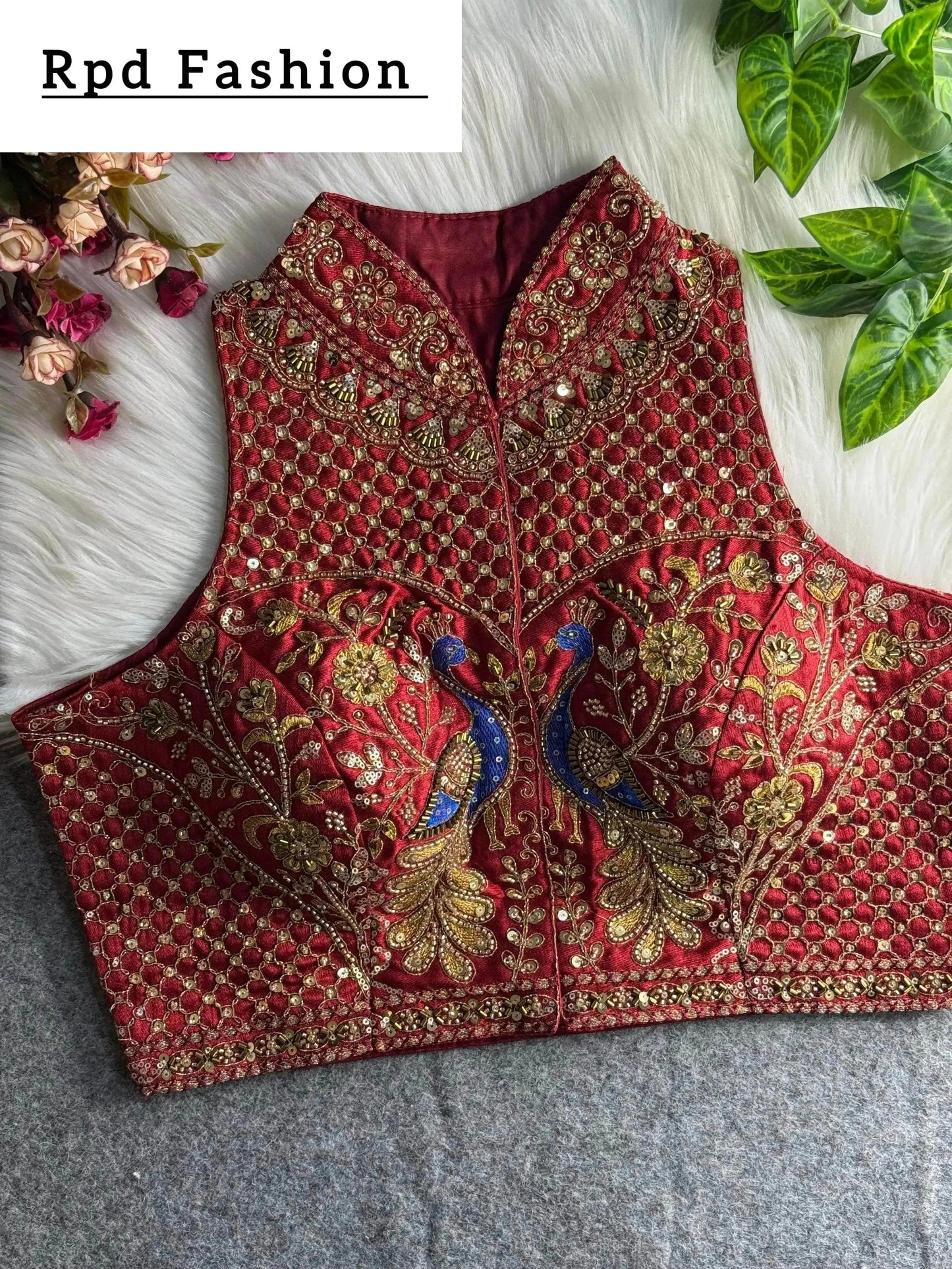 wedding hand work halter collar neck blouse - rpd fashion