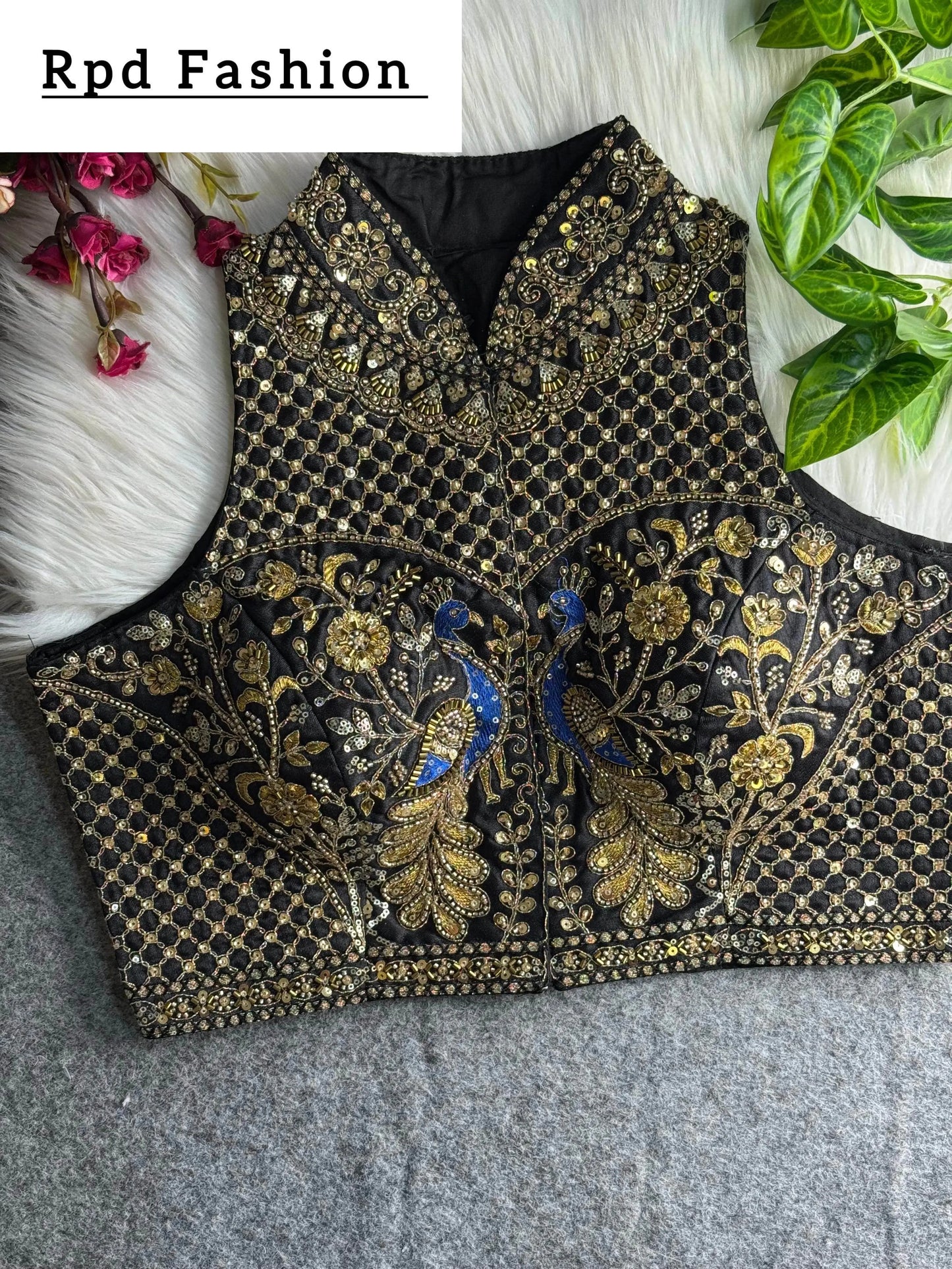 wedding hand work halter collar neck blouse - rpd fashion