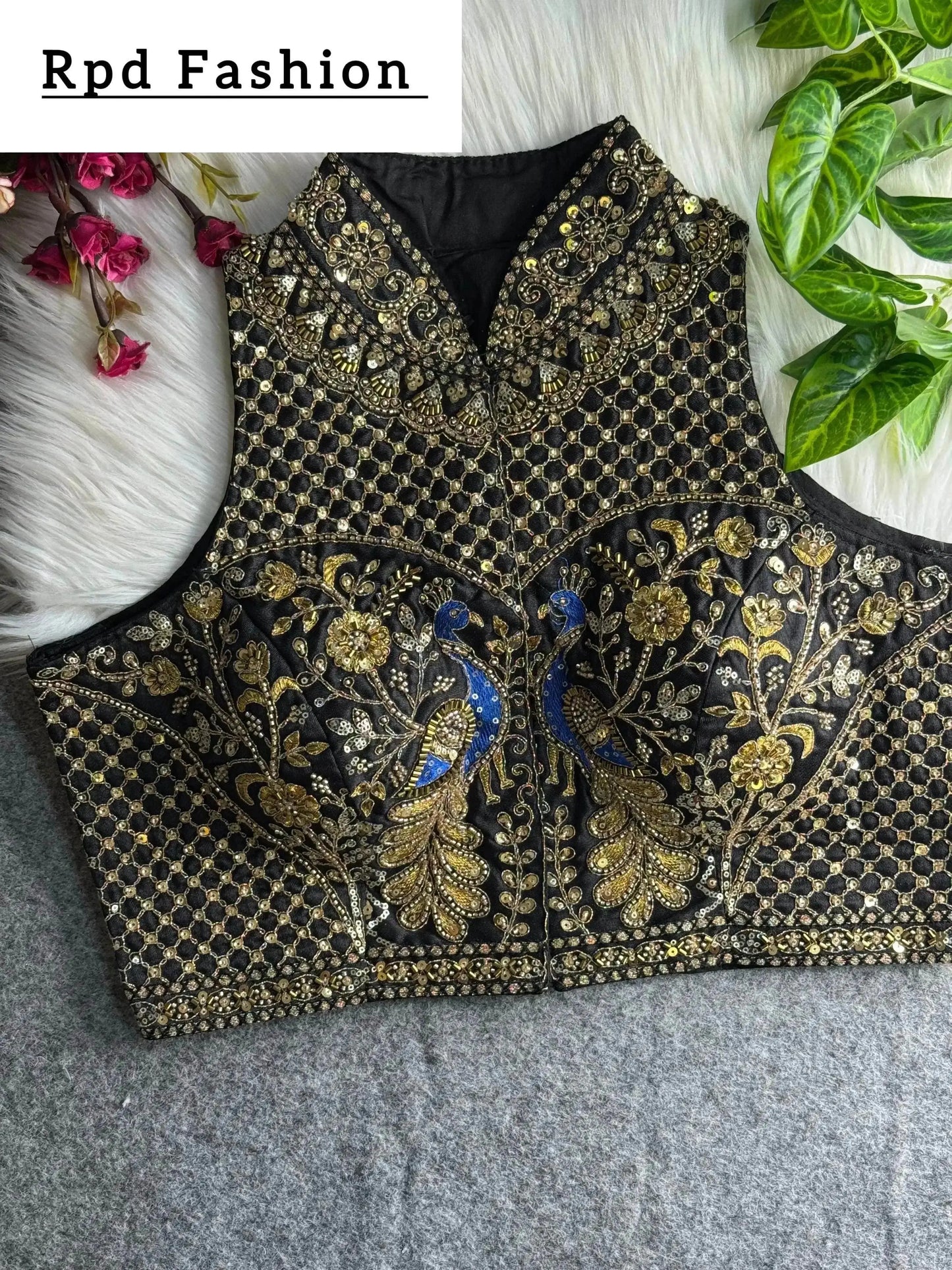 wedding hand work halter collar neck blouse - rpd fashion