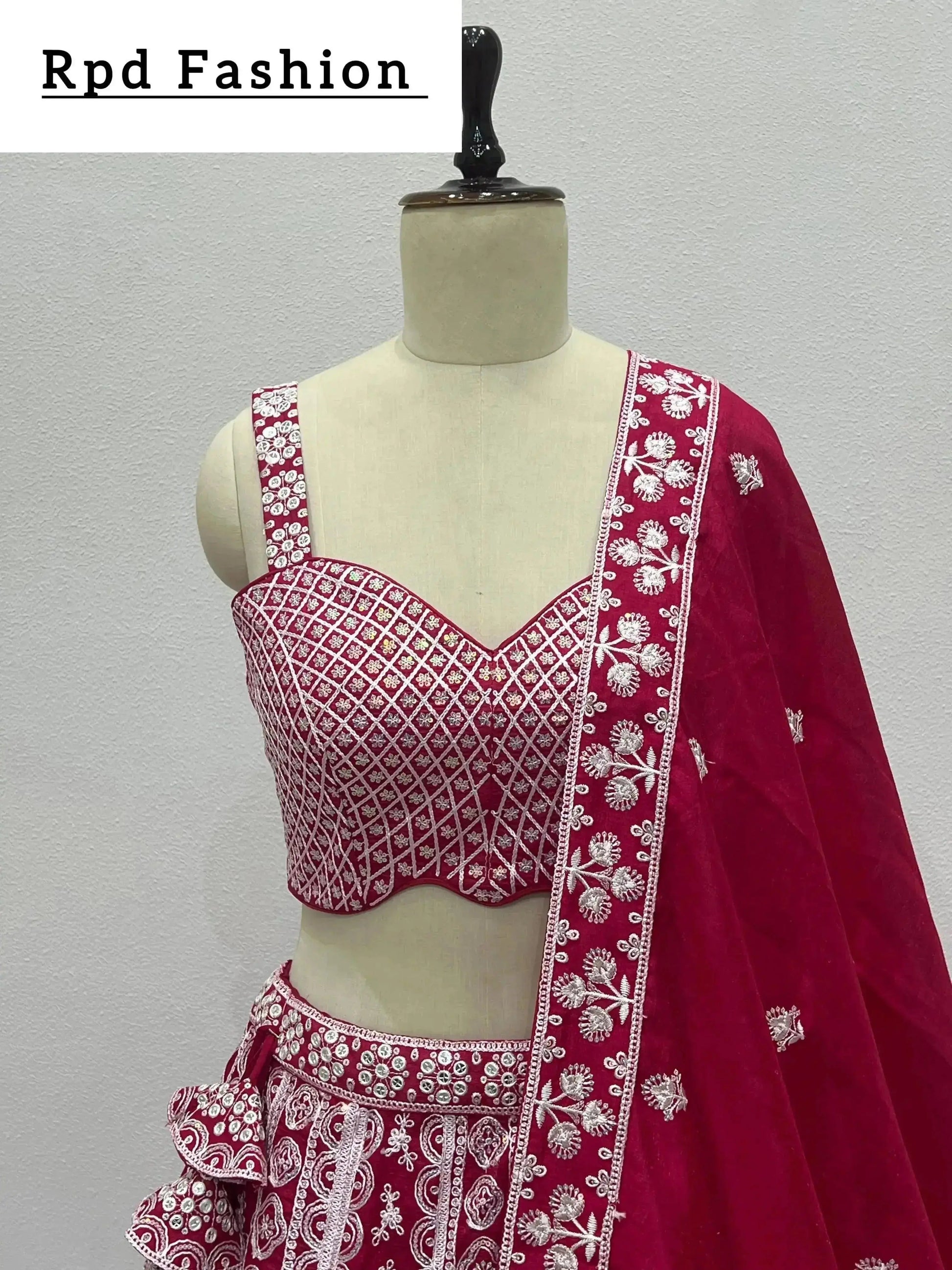 Wedding Lehenga Choli in Pink Indian Bridal Lehenga With Sequin Embroidery Designer Lehenga for Women - RPD Fashion