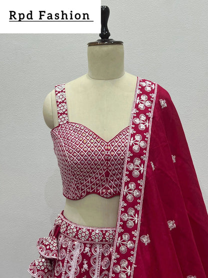 Wedding Lehenga Choli in Pink Indian Bridal Lehenga With Sequin Embroidery Designer Lehenga for Women - RPD Fashion