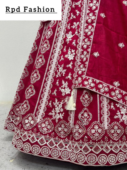 Wedding Lehenga Choli in Pink Indian Bridal Lehenga With Sequin Embroidery Designer Lehenga for Women - RPD Fashion