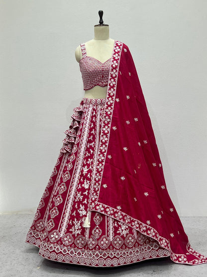 Wedding Lehenga Choli in Pink Indian Bridal Lehenga With Sequin Embroidery Designer Lehenga for Women
