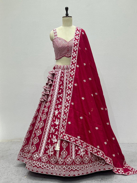 Wedding Lehenga Choli in Pink Indian Bridal Lehenga With Sequin Embroidery Designer Lehenga for Women
