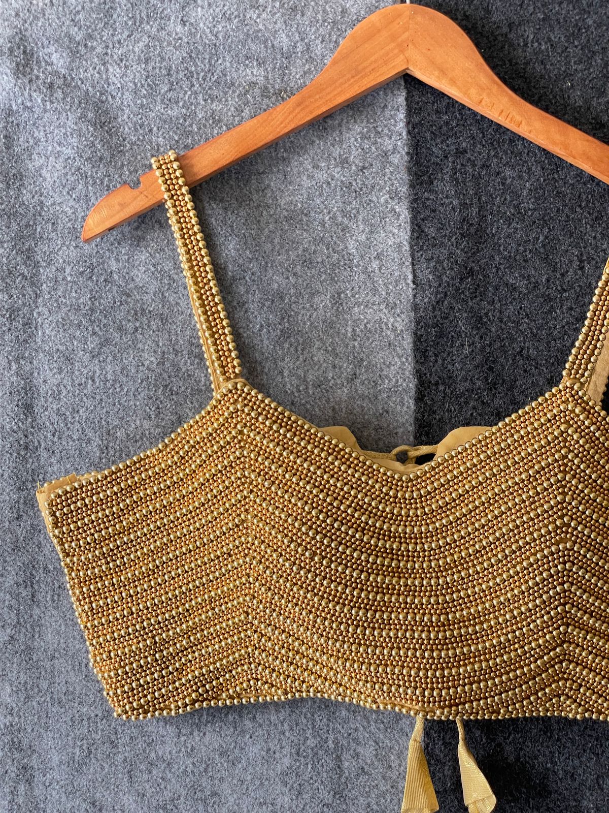 new beautiful pearl moti spaghetti blouse