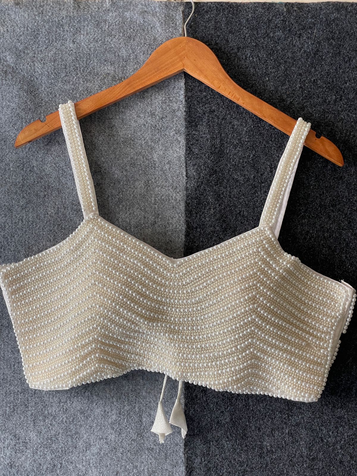 new beautiful pearl moti spaghetti blouse