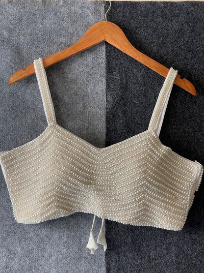 New Beautiful Pearl Moti Spaghetti Blouse