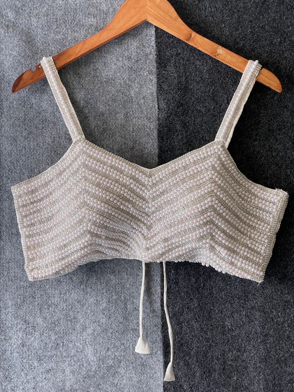 beautiful pearl moti spaghetti blouse