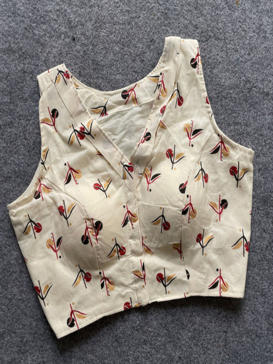 khadi cotton handloom cotton print fancy botton boat neack front hook open design