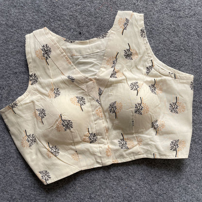 khadi cotton handloom cotton print fancy botton boat neack front hook open design