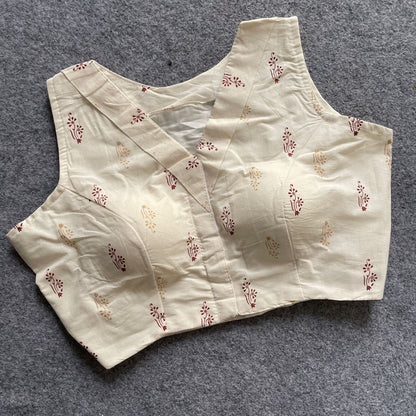 khadi cotton handloom cotton print fancy botton boat neack front hook open design