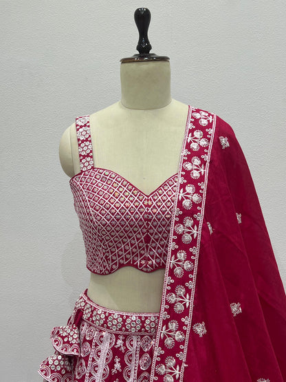Wedding Lehenga Choli in Pink Indian Bridal Lehenga With Sequin Embroidery Designer Lehenga for Women Rpd Fashion