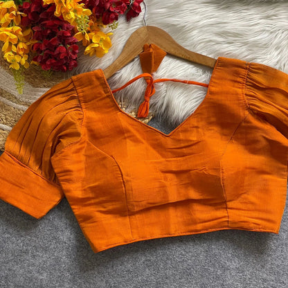 Women’s Ready-Made Plain Cotton Silk Blouse – Elegant Brown Party Wear RPD Fashion