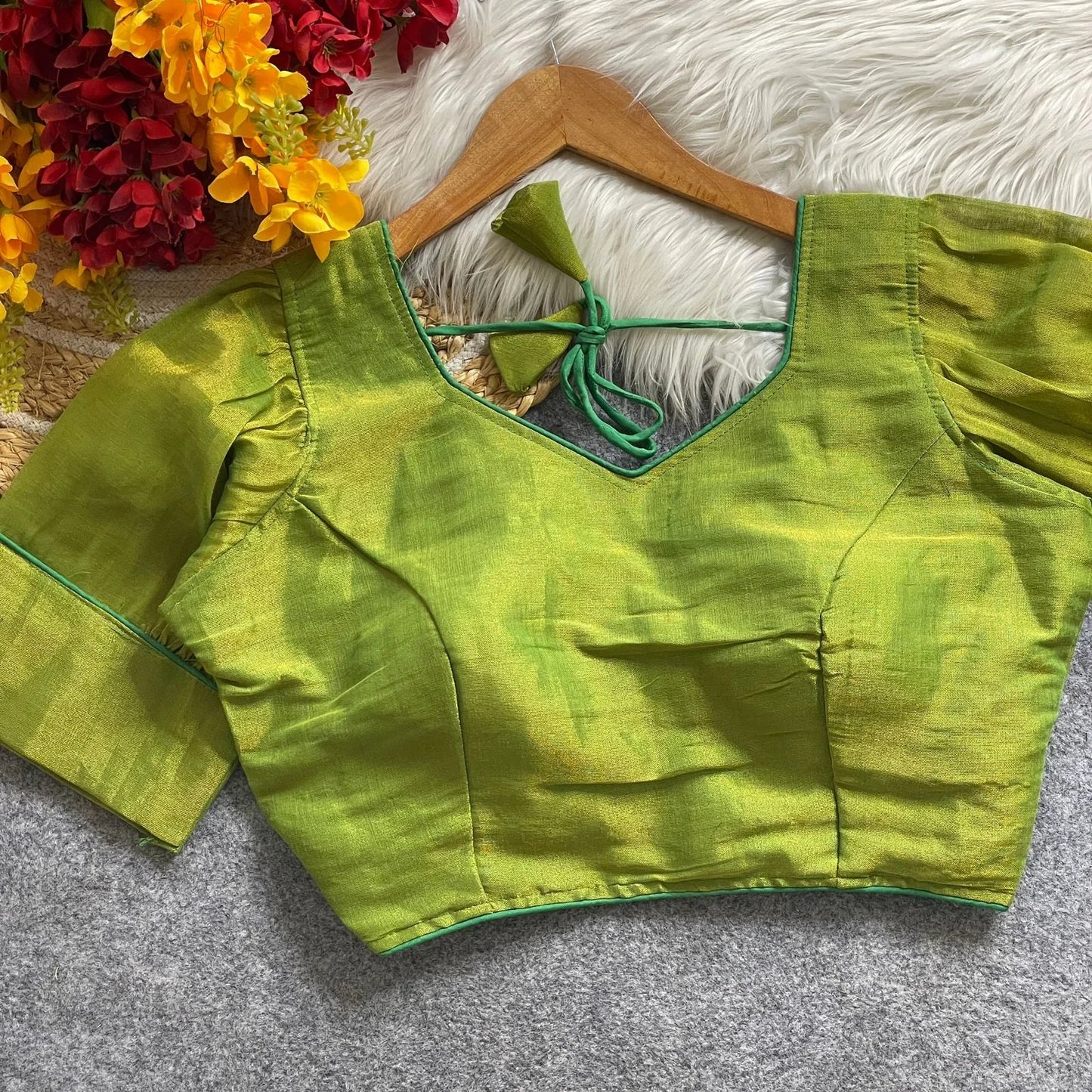 women’s ready-made plain cotton silk blouse – elegant brown party wear rpd fashion