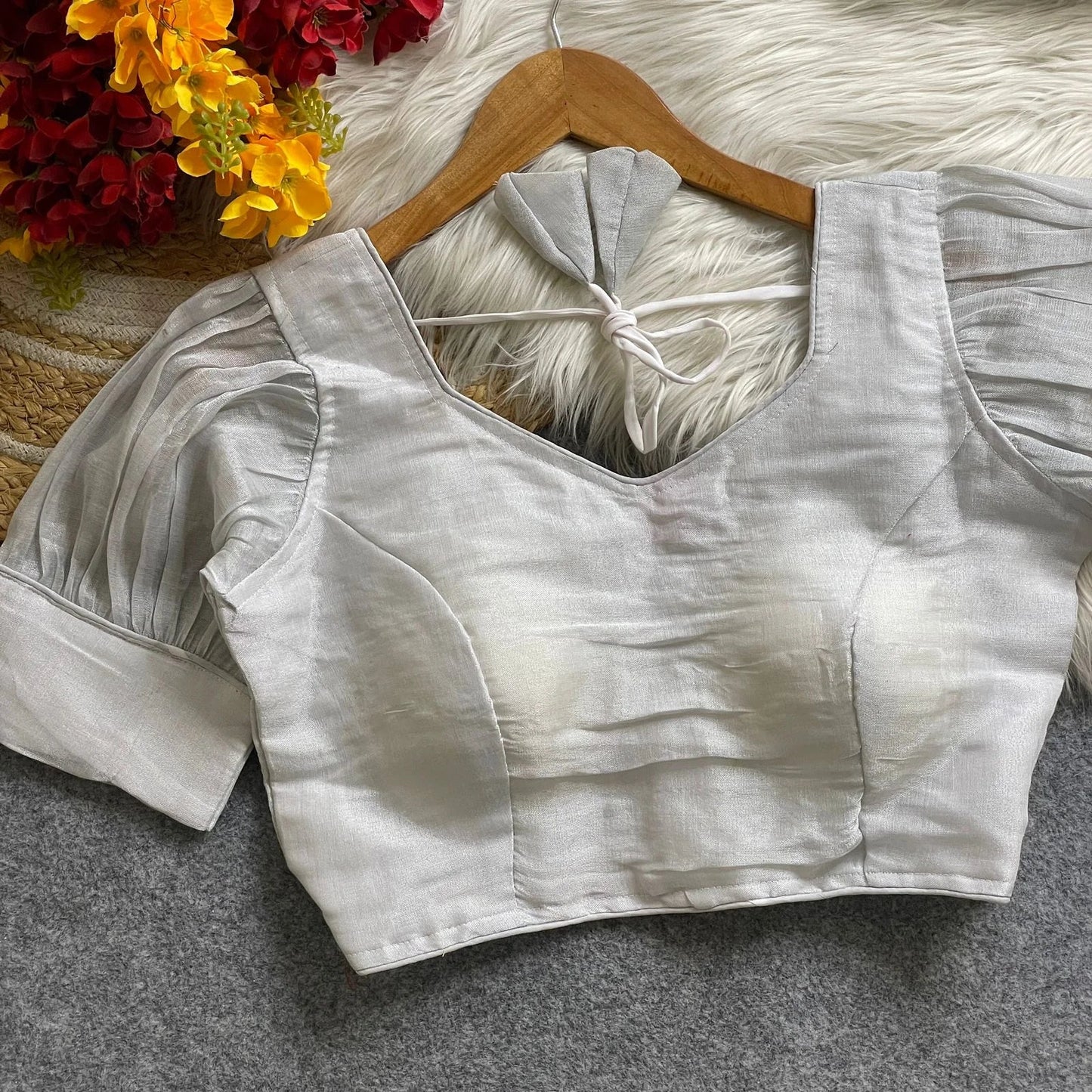 women’s ready-made plain cotton silk blouse – elegant brown party wear rpd fashion