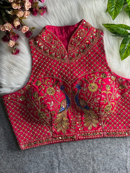 Wedding hand work halter collar neck blouse
