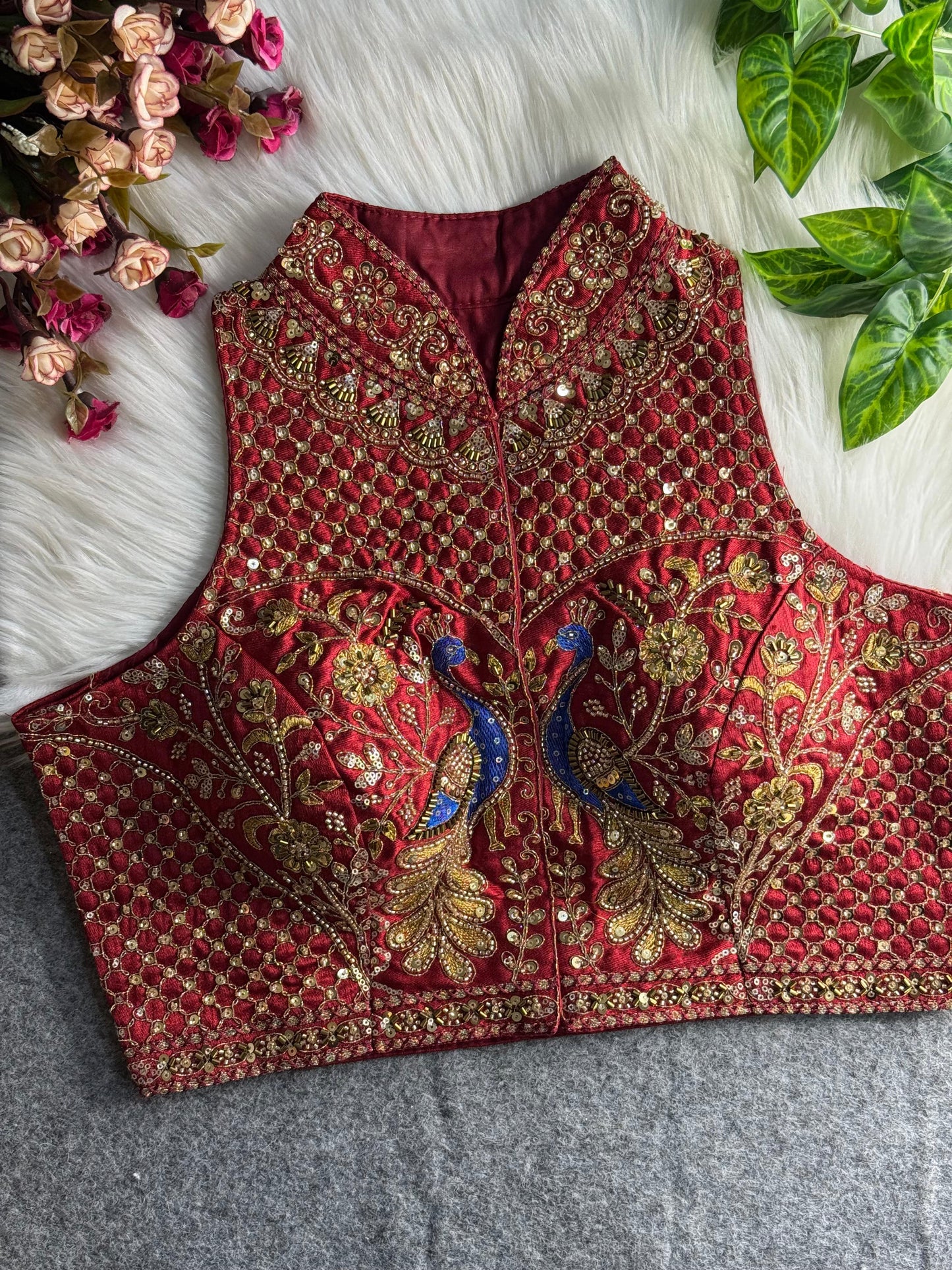 wedding hand work halter collar neck blouse