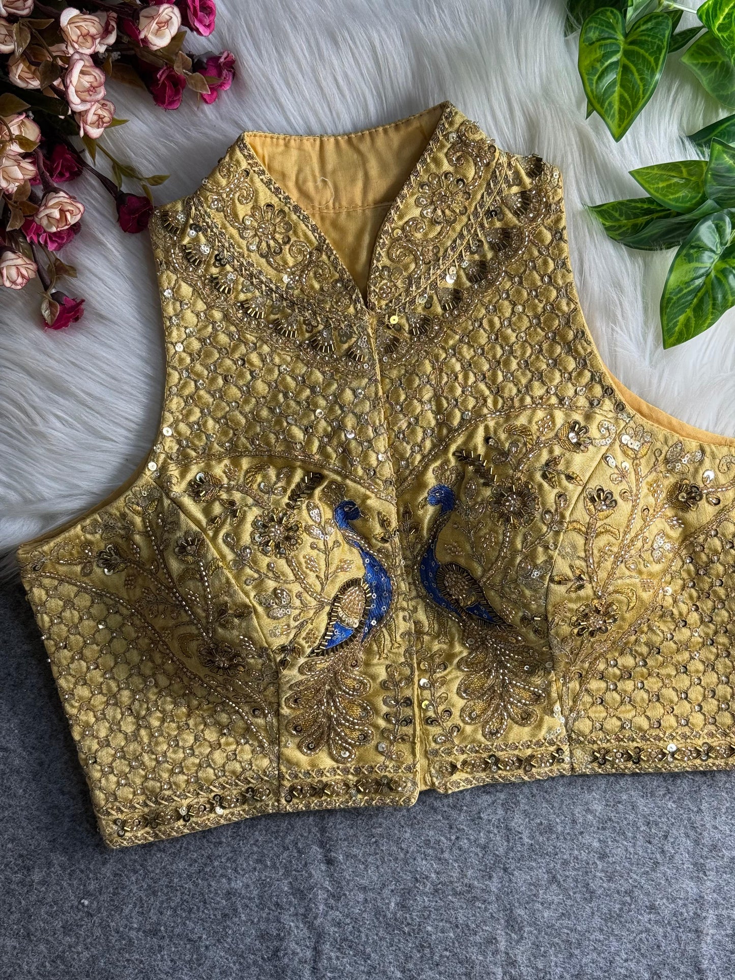 wedding hand work halter collar neck blouse