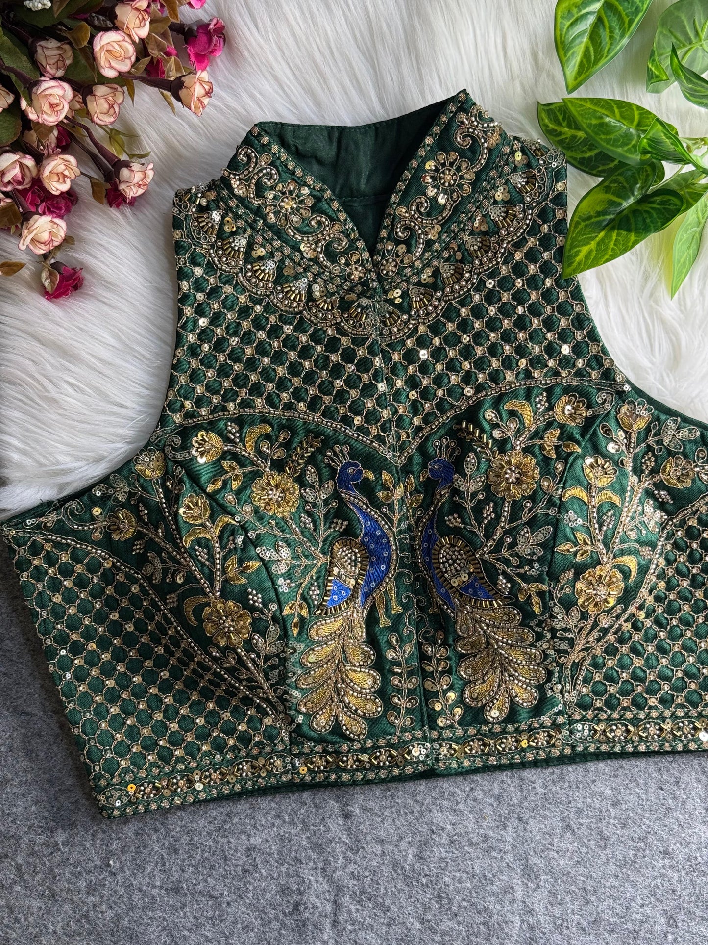 wedding hand work halter collar neck blouse