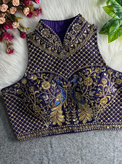 Wedding hand work halter collar neck blouse