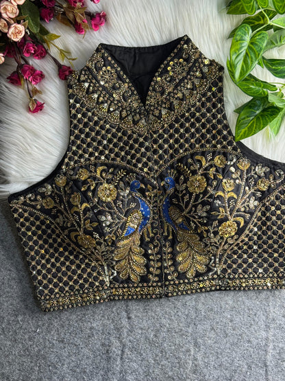 Wedding hand work halter collar neck blouse