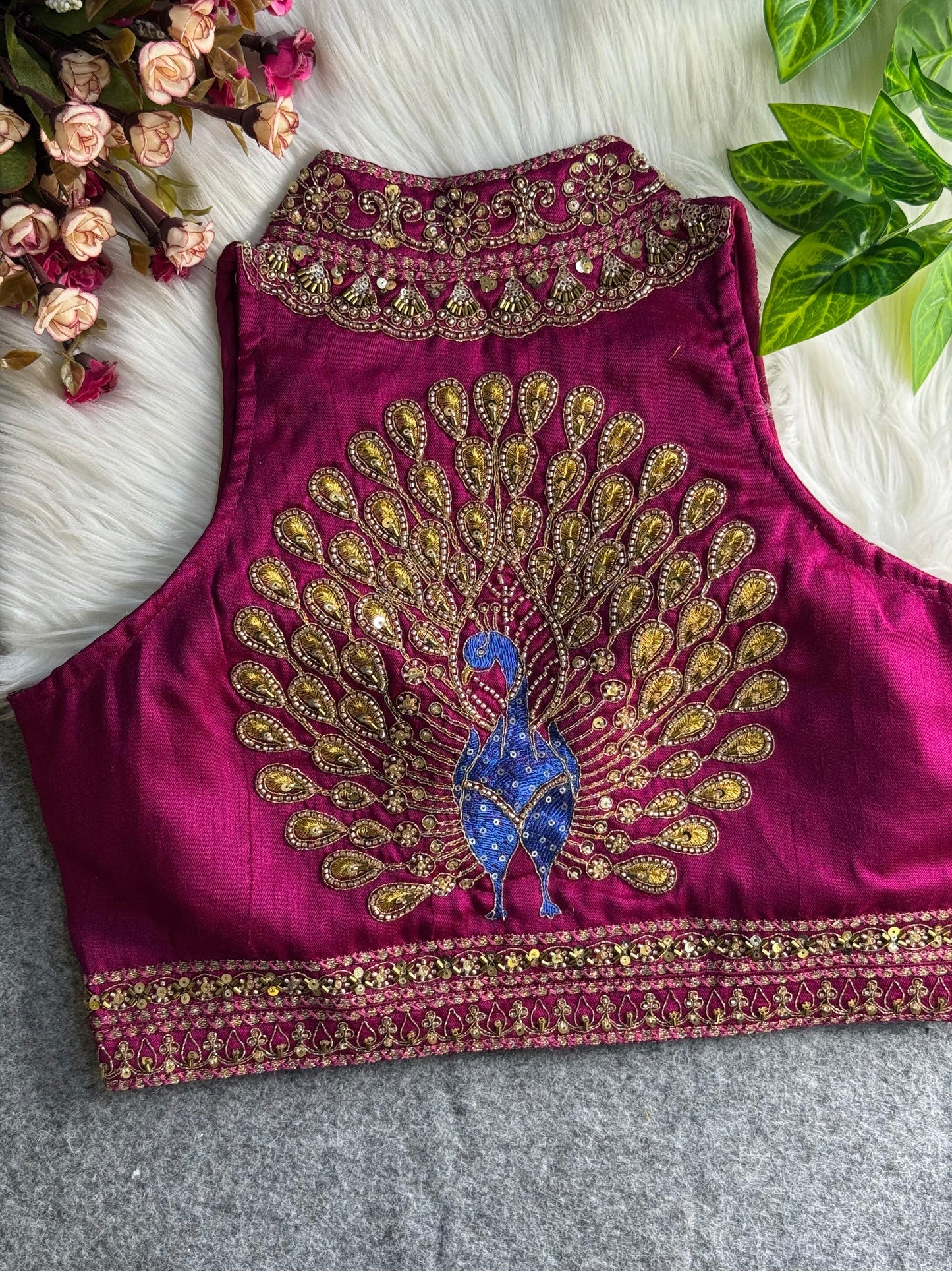 wedding hand work halter collar neck blouse