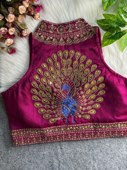 Wedding hand work halter collar neck blouse