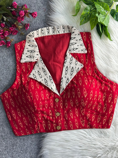 Ajrakh printed pure cotton blouse