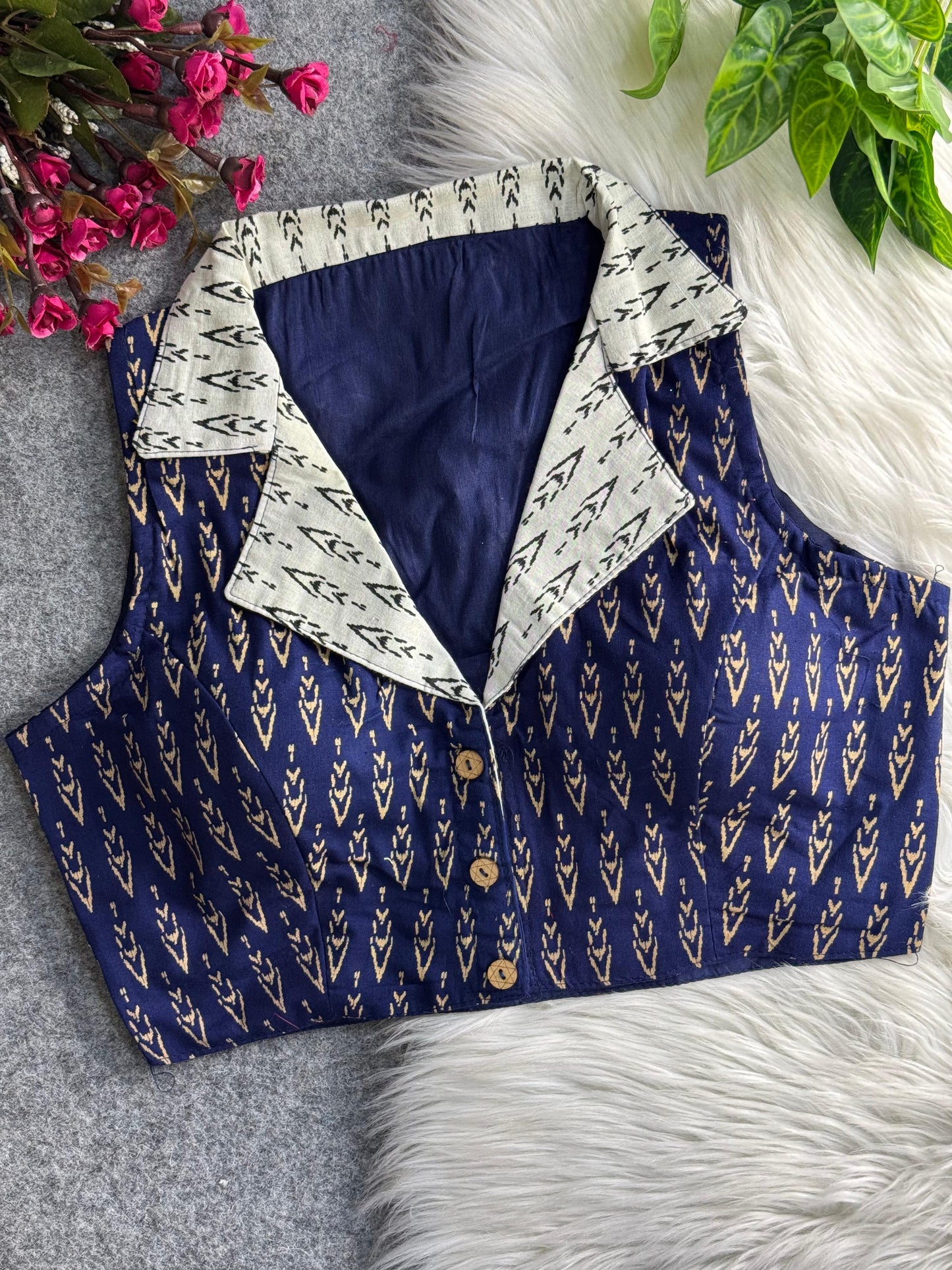 ajrakh printed pure cotton blouse