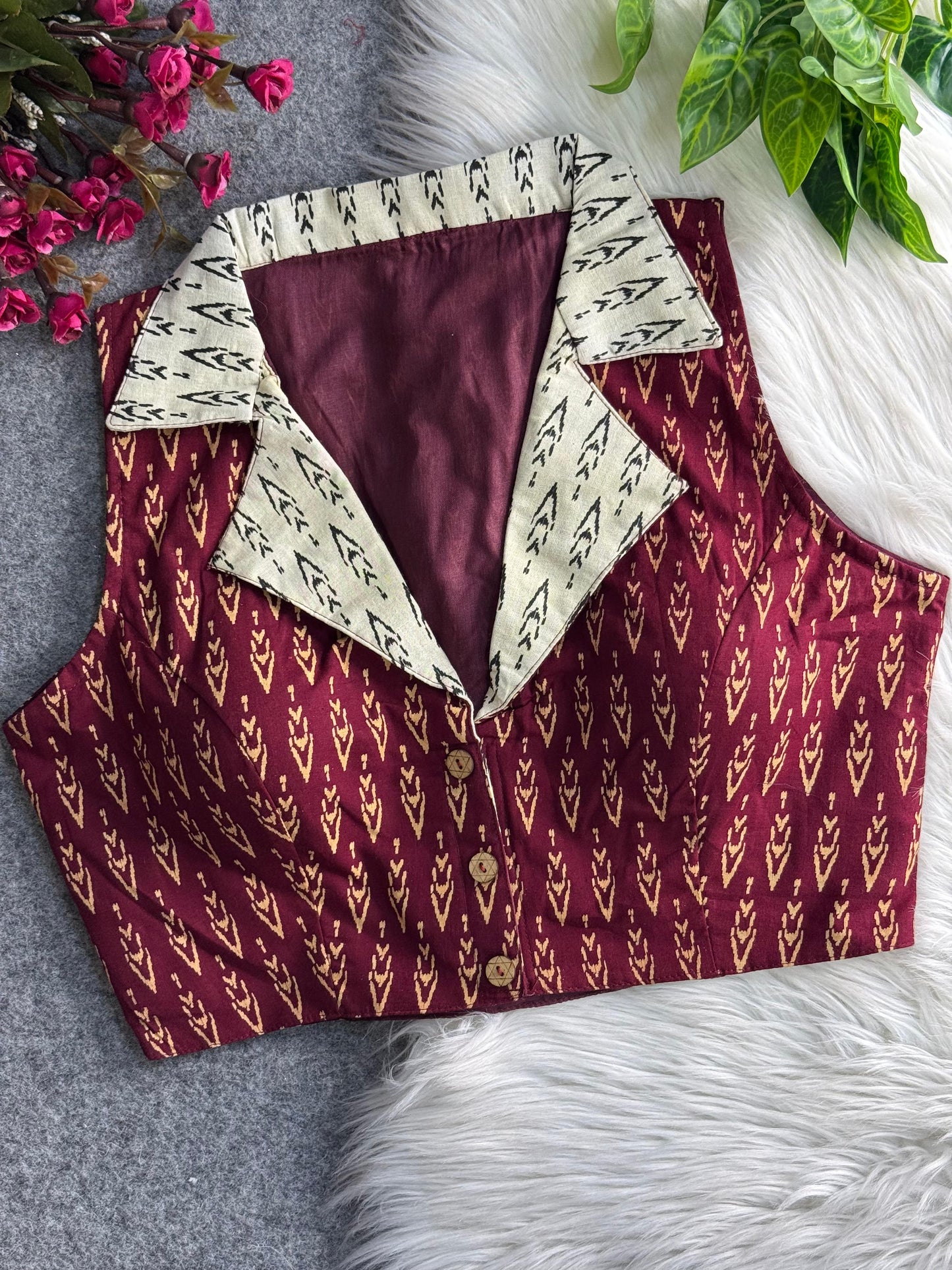 ajrakh printed pure cotton blouse