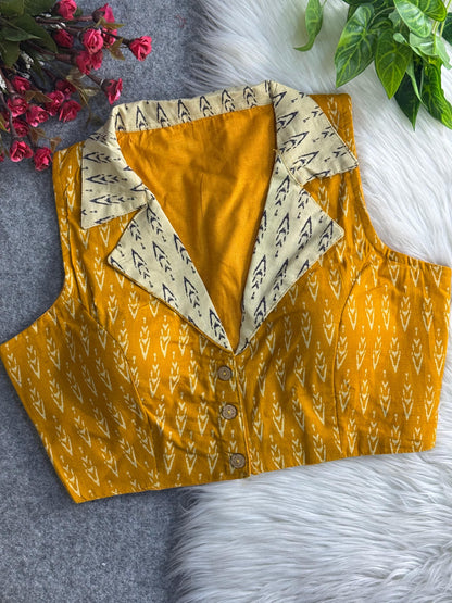 Ajrakh printed pure cotton blouse