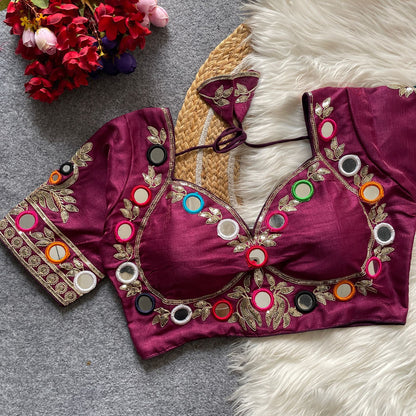 Navratri  Real Multi Mirror Work Mumtaz Cut Stylish Blouse Rpd Fashion