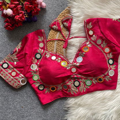 Navratri  Real Multi Mirror Work Mumtaz Cut Stylish Blouse Rpd Fashion