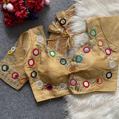 Navratri  Real Multi Mirror Work Mumtaz Cut Stylish Blouse Rpd Fashion