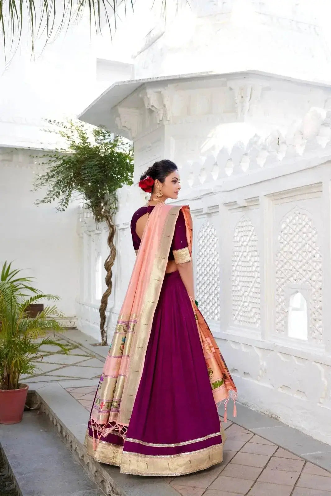 wine pure vichitra silk with weaving zari work lehenga choli - rpd fashion