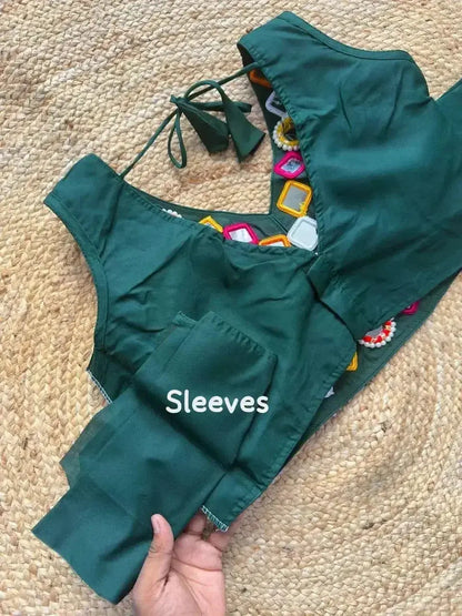 Women's Designer Navratri Traditional Real Mirror Work Sleeveless Blouse - RPD Fashion